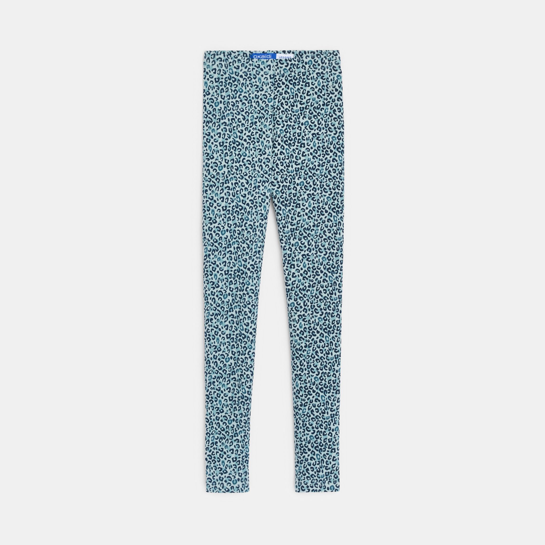 Quần legging jersey xanh in báo đốm dài